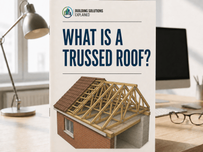 What Is a Trussed Roof? guide cover with an illustrated timber roof-truss structure
