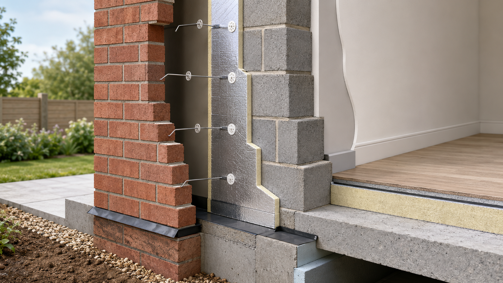 Cavity wall construction detail drawing from Houseplansdirect