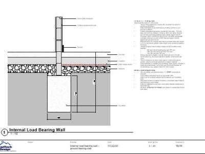 Internal loadbearing wall detail with independent trench fill foundation and ground-bearing concrete floor