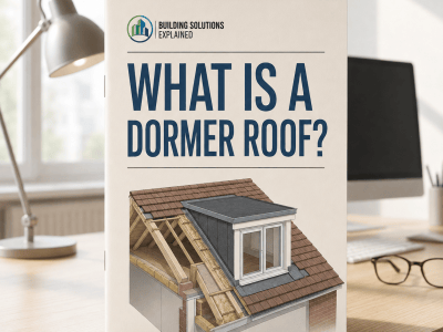 What Is a Dormer Roof? guide cover with an illustrated dormer projecting from a pitched roof