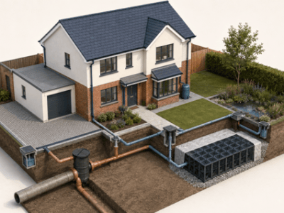 Drainage and Soakaways Explained technical guide cover for self-build drainage planning