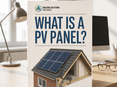 What Is a PV Panel? guide cover with an illustrated home solar electricity system