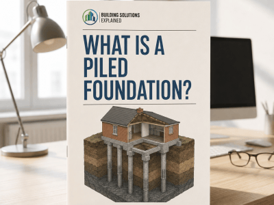 What Is a Piled Foundation? guide cover with an illustrated piled foundation system